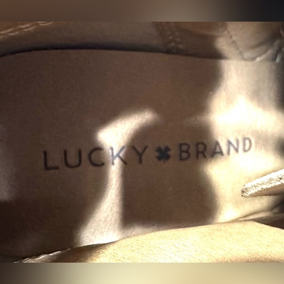 Lucky Brand Shylow Suede Lace Up Wedge Booties Size 8 (38.5) Beige Leather Boots - Picture 8 of 11